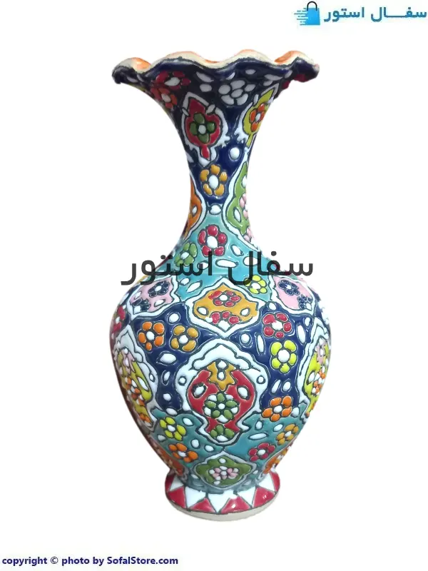 گلدان سفالی میناکاری ۲۰ سانتی گلدان سفالی میناکاری ۲۰ سانتی