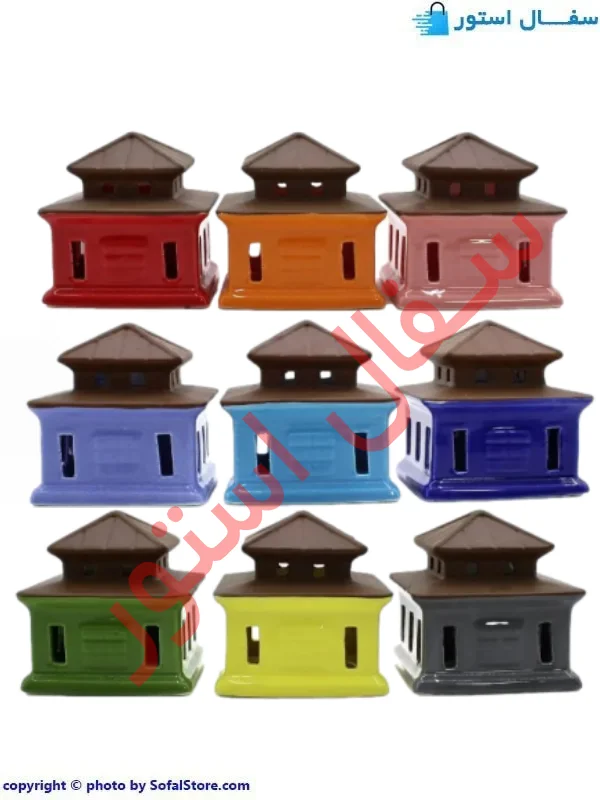 جاشمعی سرامیکی طرح کلبه چهارگوش جاشمعی سرامیکی طرح کلبه