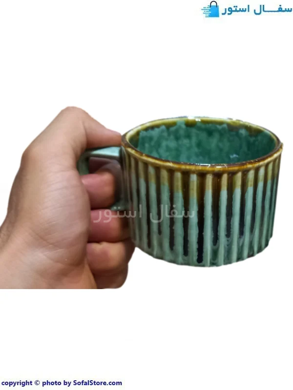 چای خوری سبز سرامیکی فنجان چی خوری مینیمال